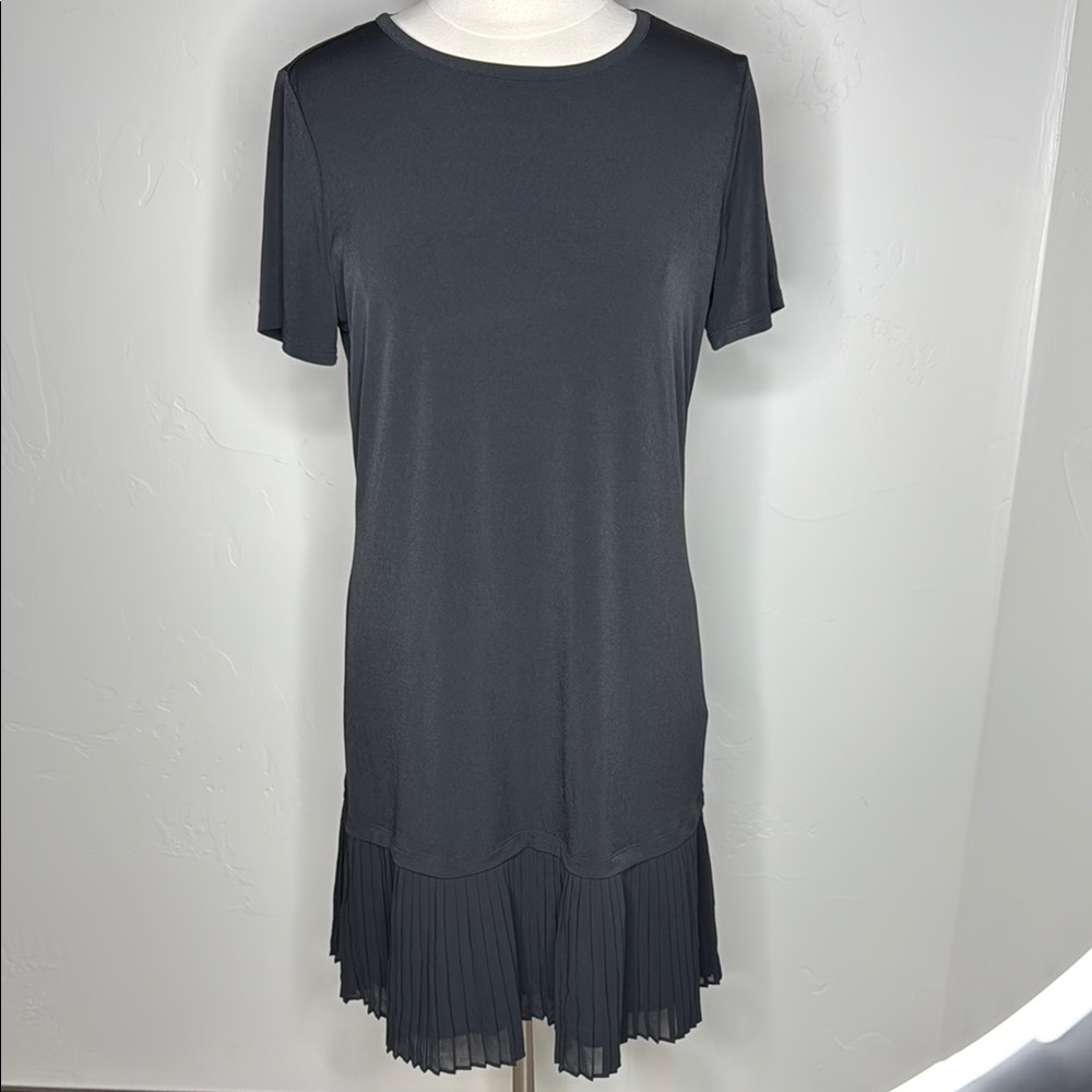 MICHAEL Michael Kors Short Sleeve Little Black Dress with Pleats